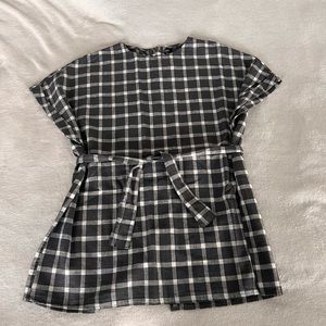 Zara Plaid Belted Top
